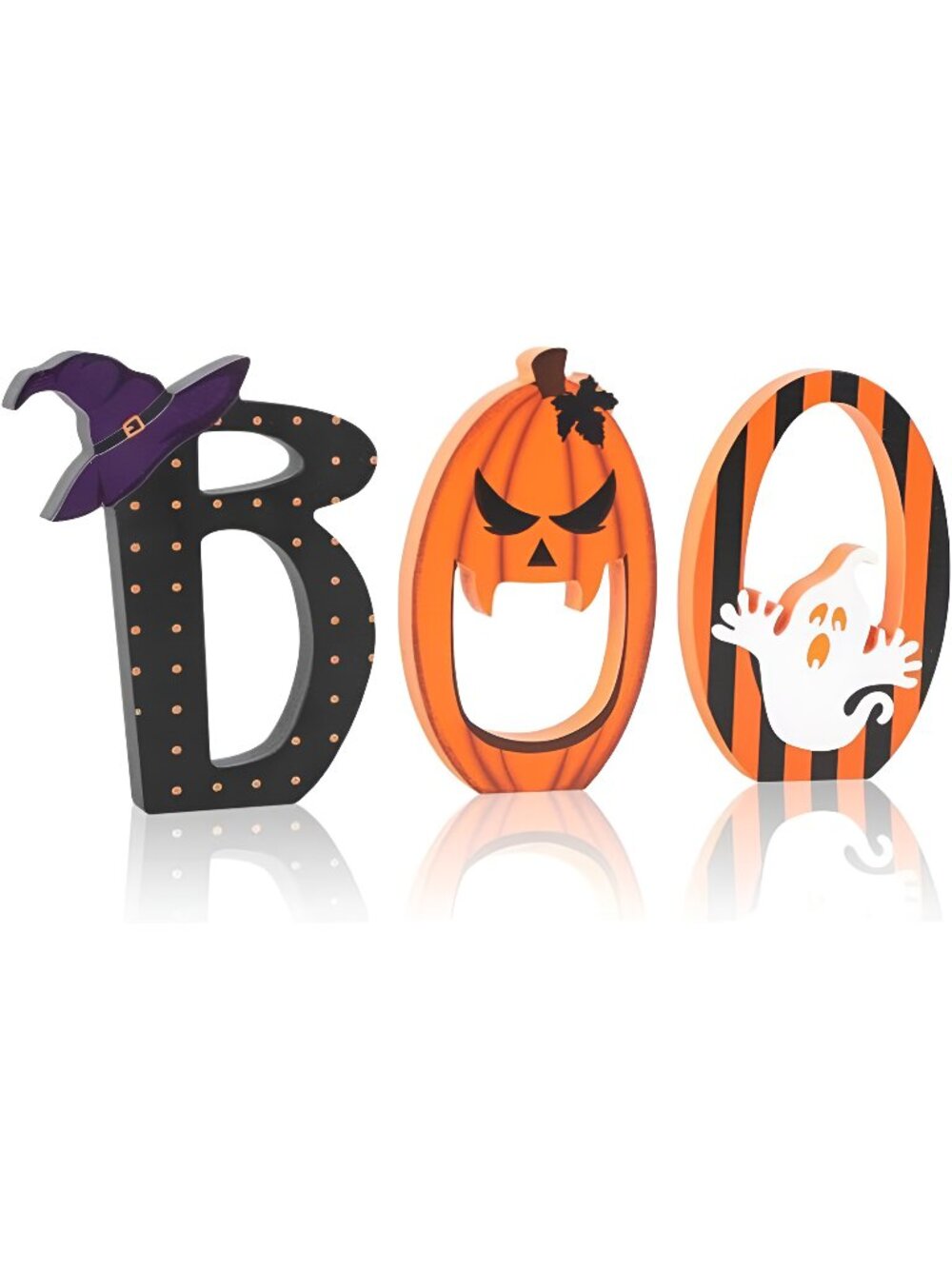 BOO Signs Halloween Table Decorations Indoor, Retro Halloween Black
